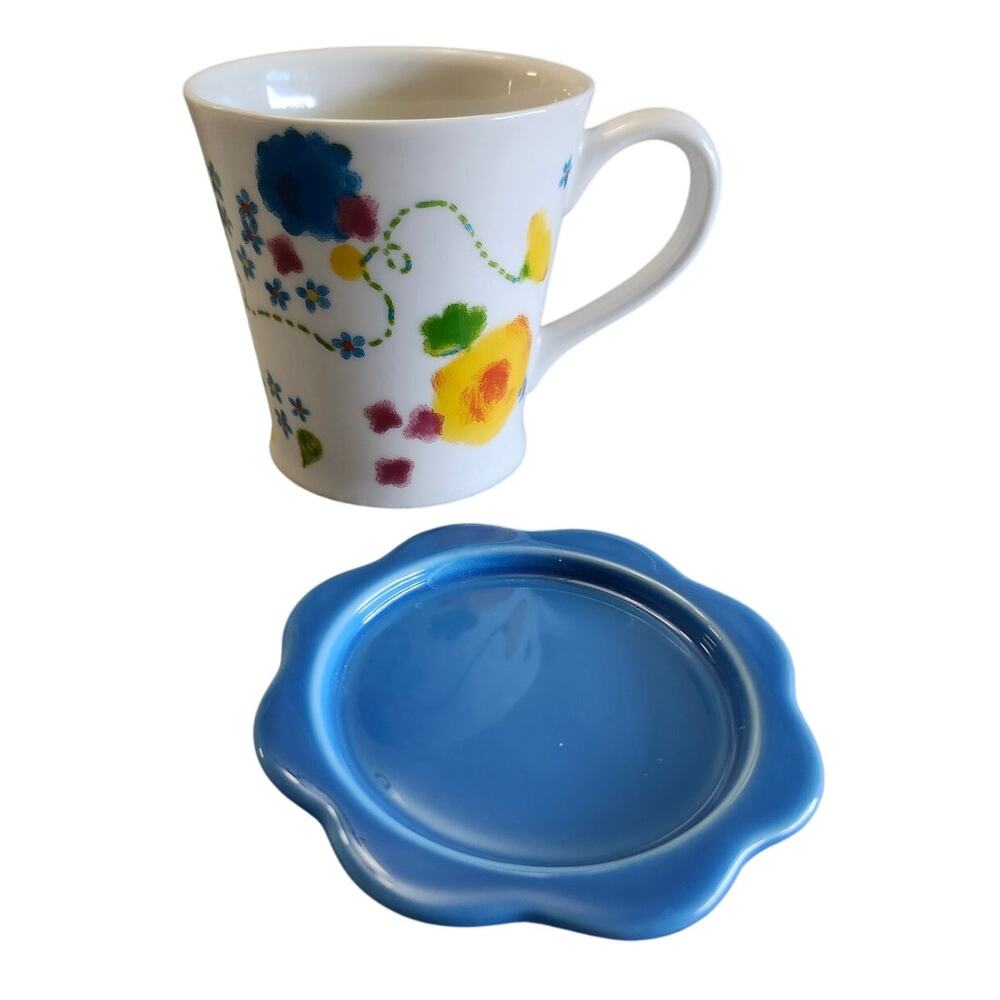 VTG Starbucks 2006 Floral Watercolor Flowers Coffee Tea Cup Mug Saucer